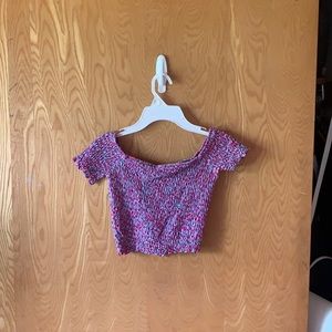 Topshop Off the Shoulder Floral Crop Top